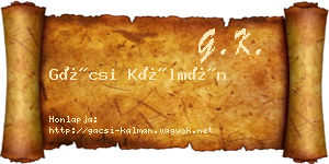 Gácsi Kálmán névjegykártya